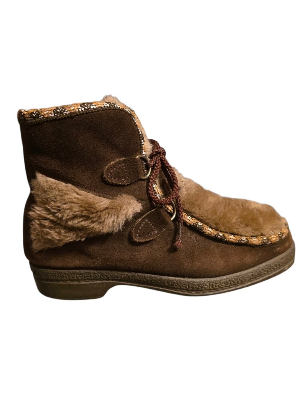 Vtg 70s YODELERS Suede Faux Fur Snow Boots Womens 5 Retro Après Ski EUC